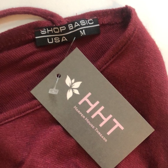 Soft And Flowy Burgundy V Neck Top With Criss Cross Knot Back NWT - Picture 8 of 13